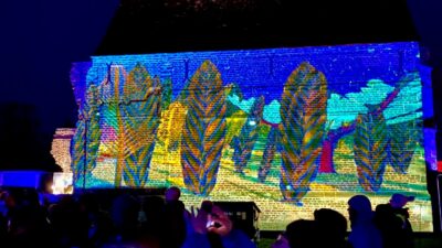 Fossil projection on the side of Bradgate Chapel